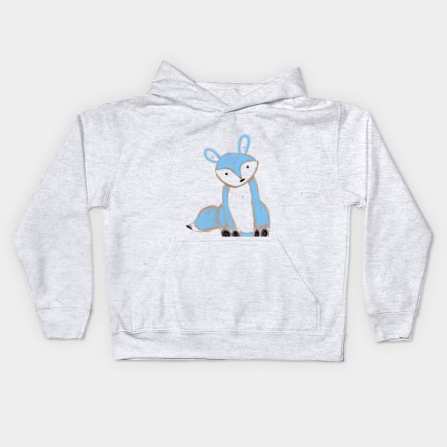 Blue brown fox watercolor animal art Kids Hoodie by Artistic_st